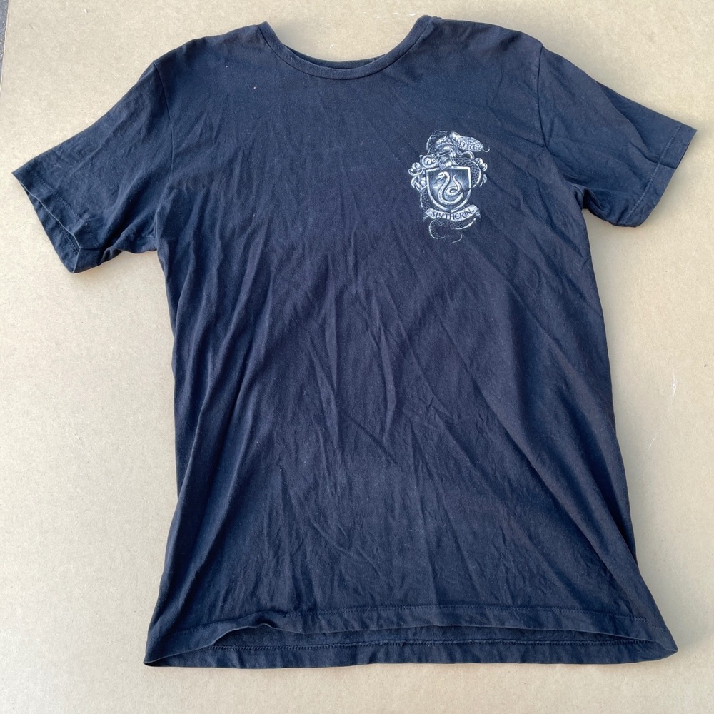 Harry Potter T-Shirt Mens Large Black Casual Slytherin House Crest Graphic Tee